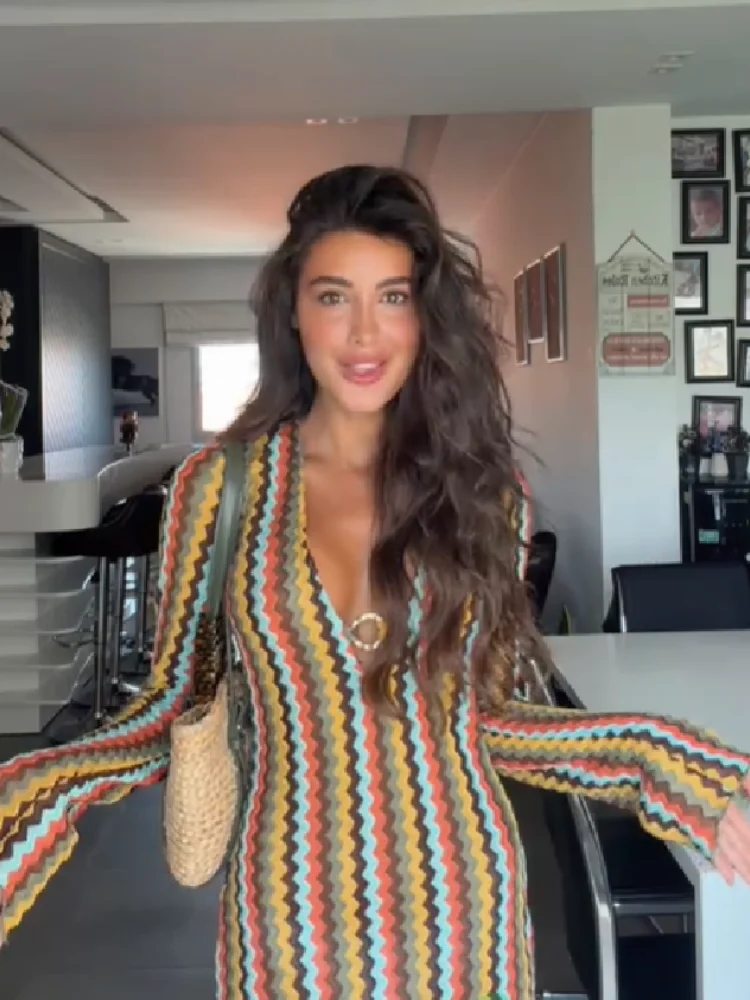 Boho Curvy Maxi Dress Stripes  - đánh giá và giá Fashion Street Night