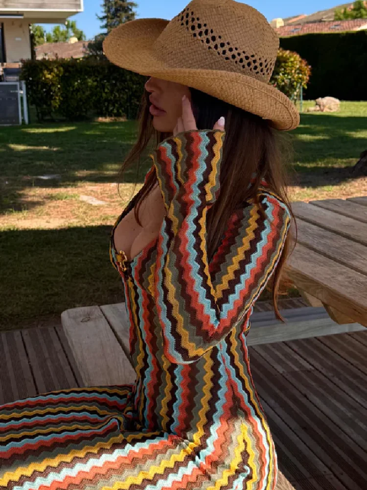 Boho Curvy Maxi Dress Stripes  - đánh giá và giá Fashion Street Night