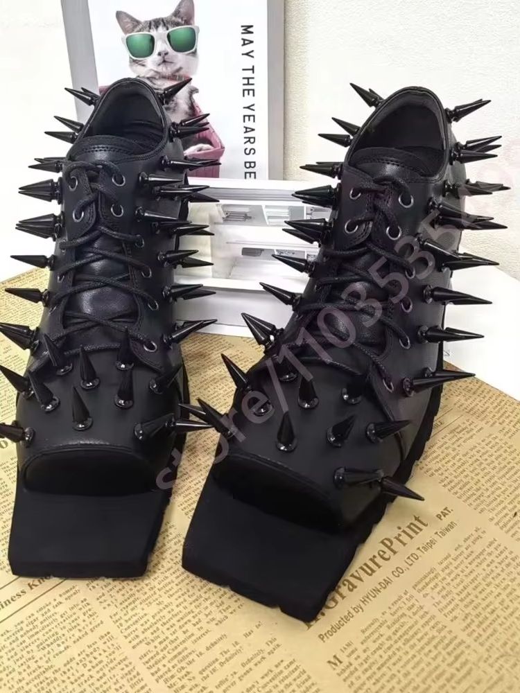 Women's Black Leather Hog Toe  - đánh giá và giá Street Fashion Y2K